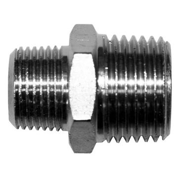 Doppelnippel 3/8"-1/2", vernickelt