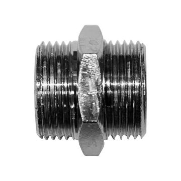 Doppelnippel 1"-1", Messing vernickelt
